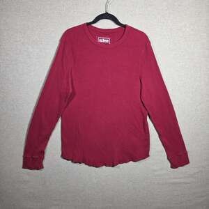VTG Urban Pipeline Mens Large Red Thermal Waffle Knit Long Sleeve Shirt